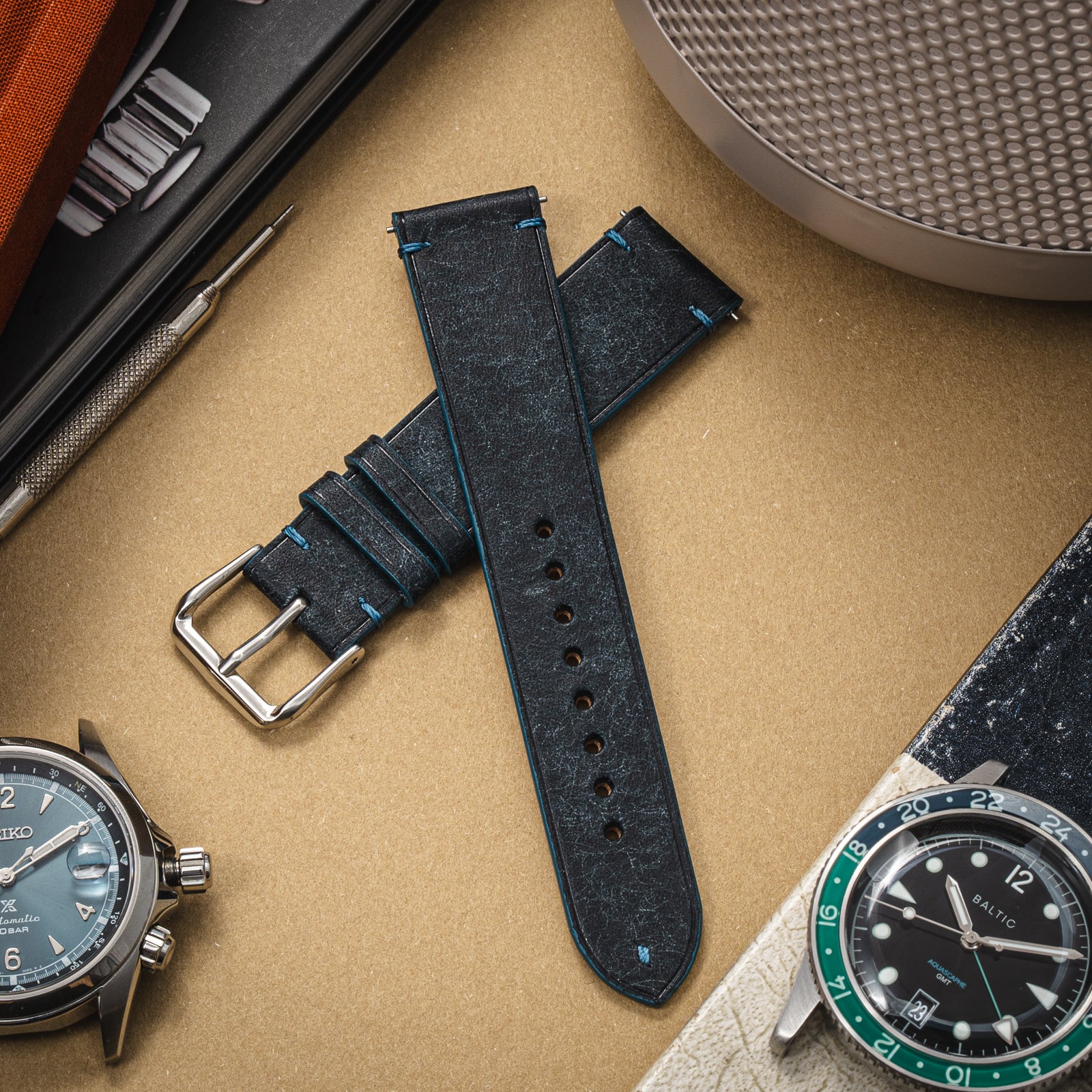 Hand-stitched Badalassi Carlo Trio Navy/Blue