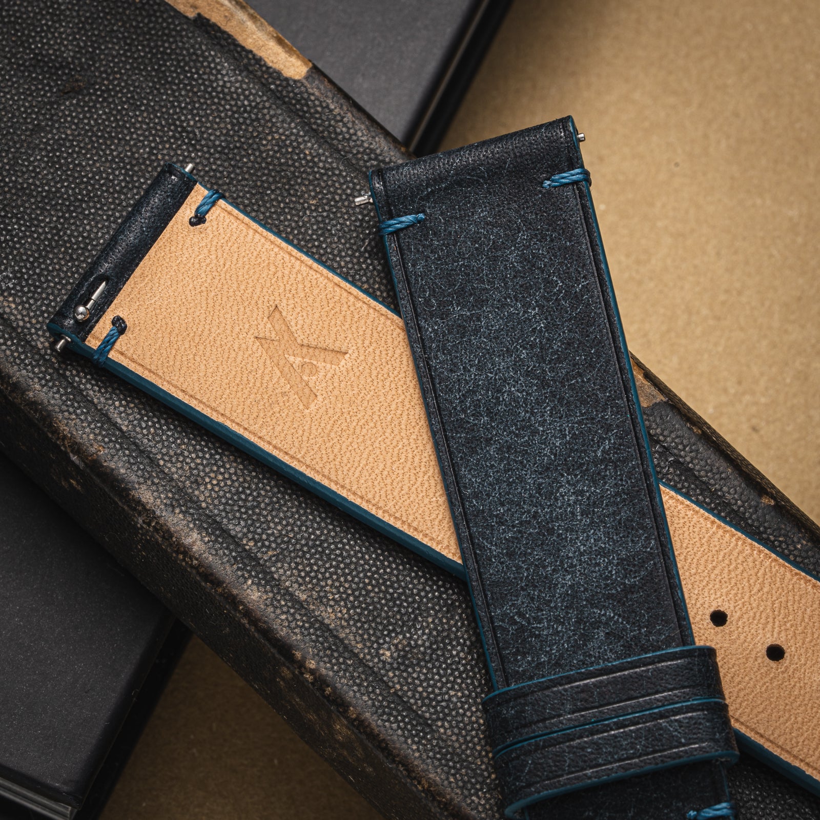 Hand-stitched Badalassi Carlo Trio Navy/Blue