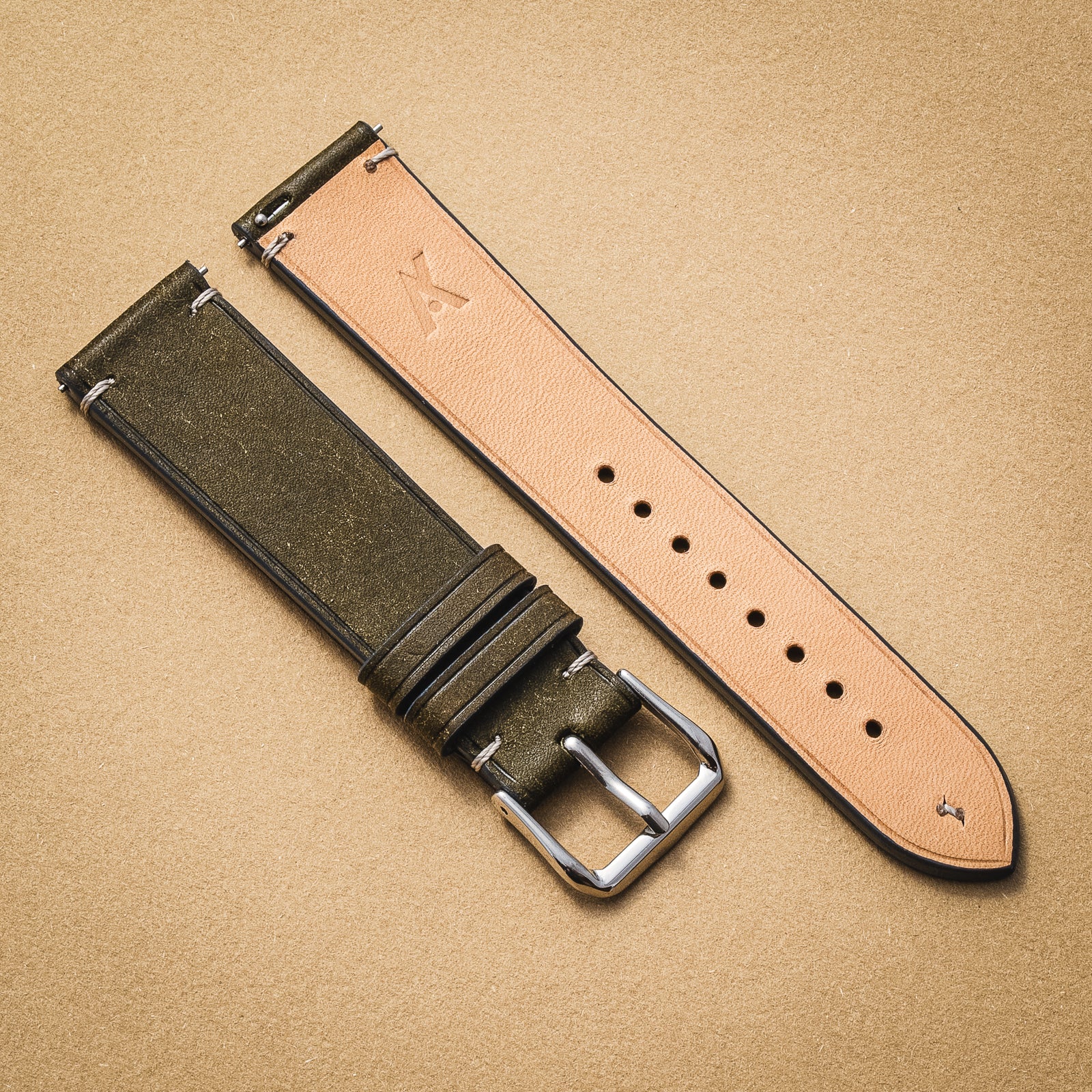 Hand-stitched Badalassi Carlo Trio Olive/Grey