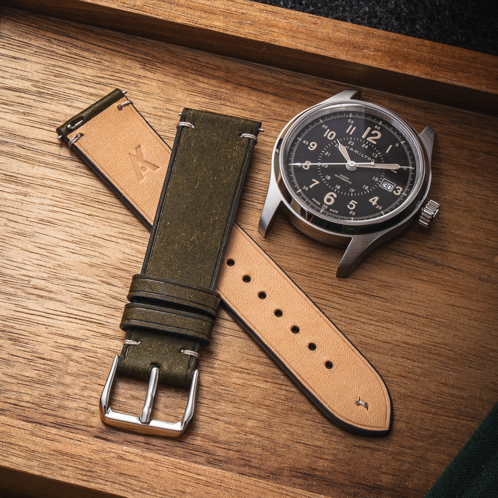 Hand-stitched Badalassi Carlo Trio Olive/Grey