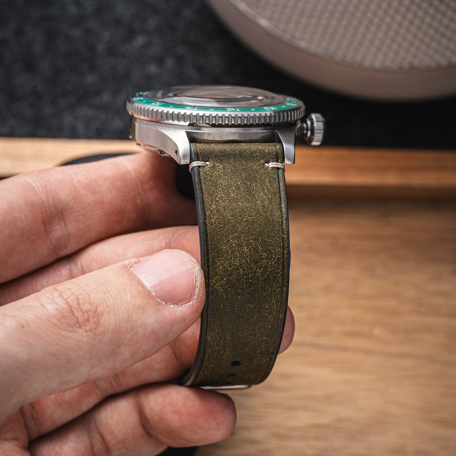 Hand-stitched Badalassi Carlo Trio Olive/Grey