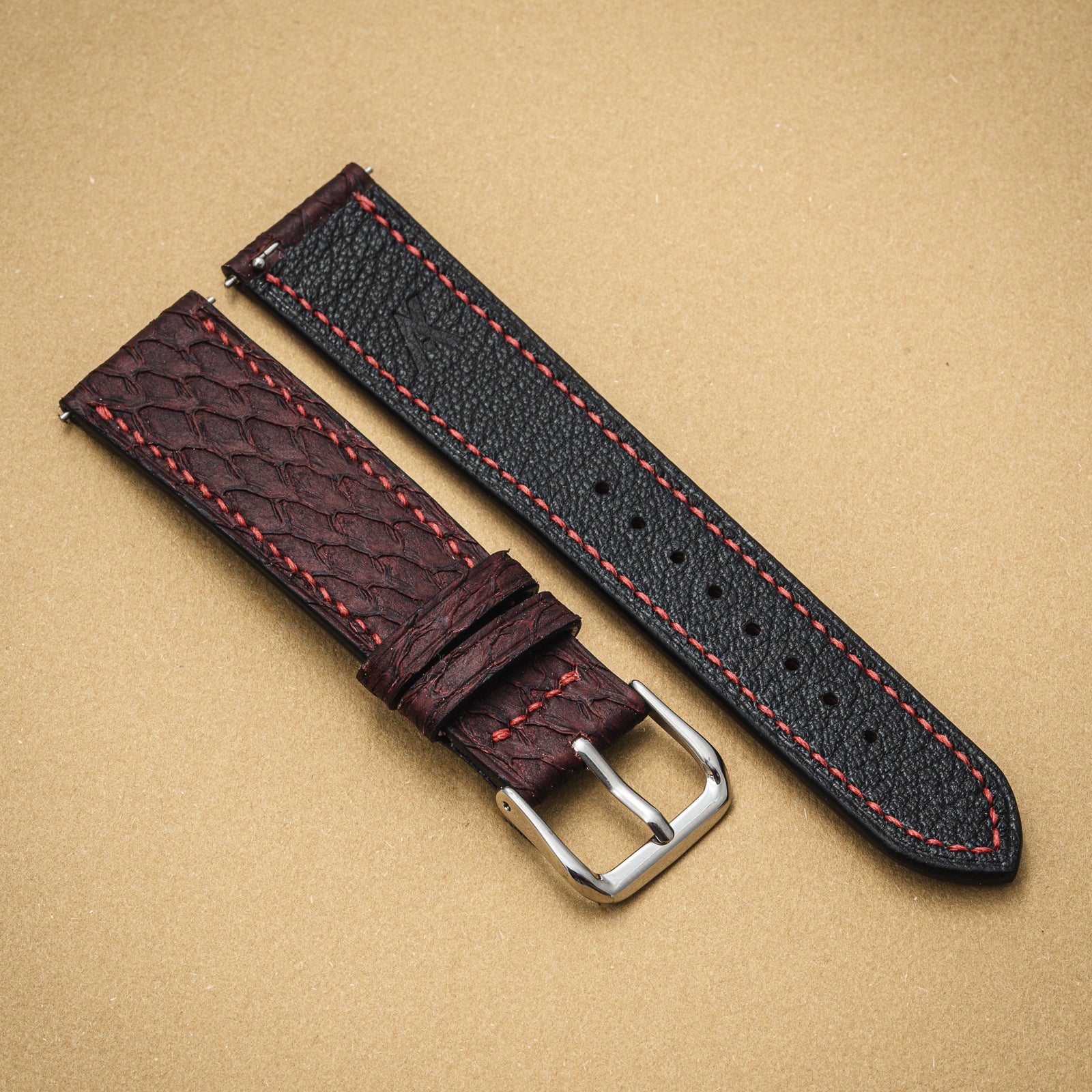 Hand Sewn Salmon Satin Red Wine/Burgundy