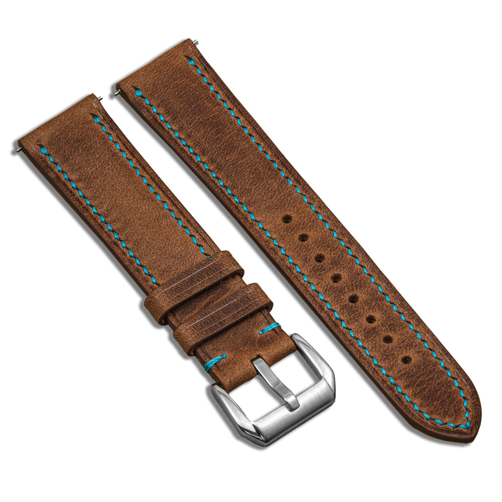 Hand-stitched Tempesti Baku Cuoio/Blue