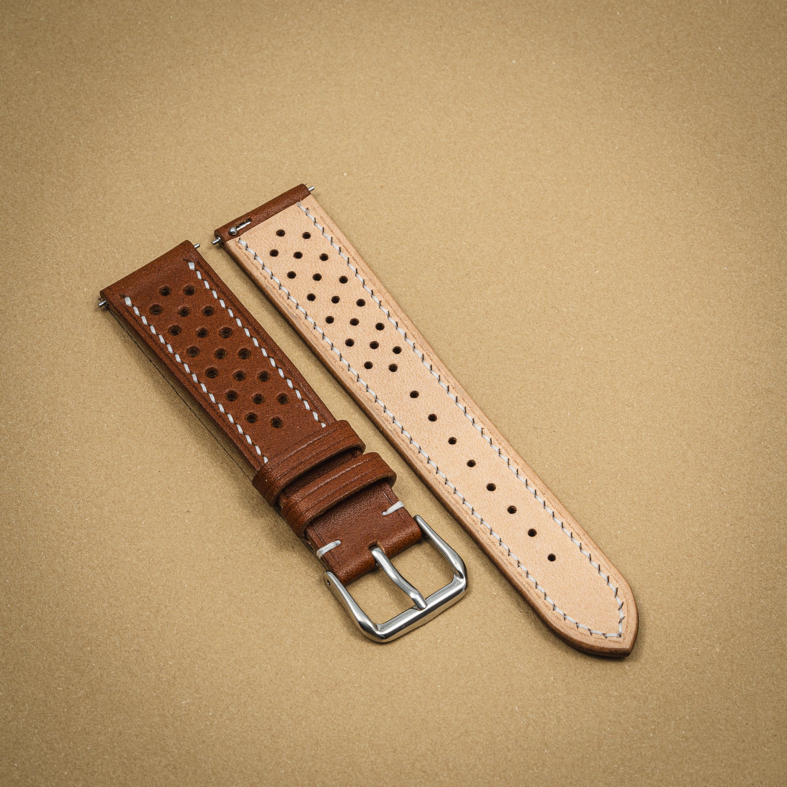 Hand-stitched Walpier Buttero Rally Cognac/White