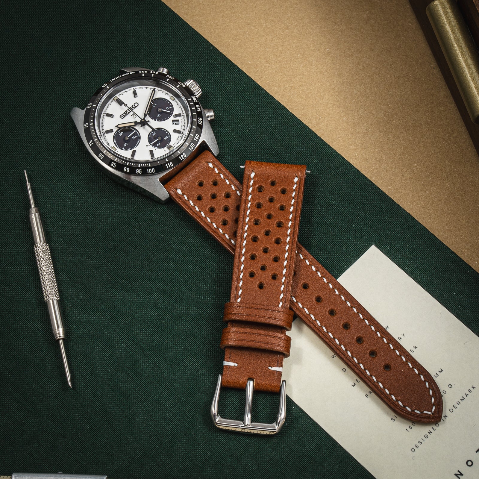 Hand-stitched Walpier Buttero Rally Cognac/White