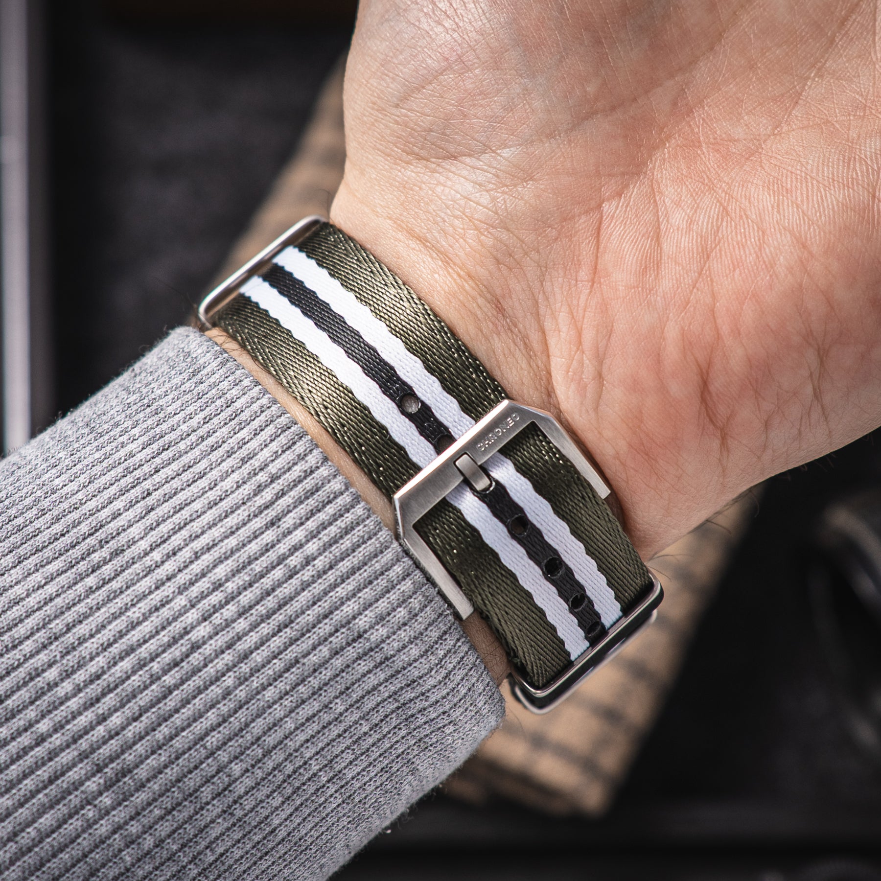 NATO Seatbelt Green White Black - Zielono-czarno-biały